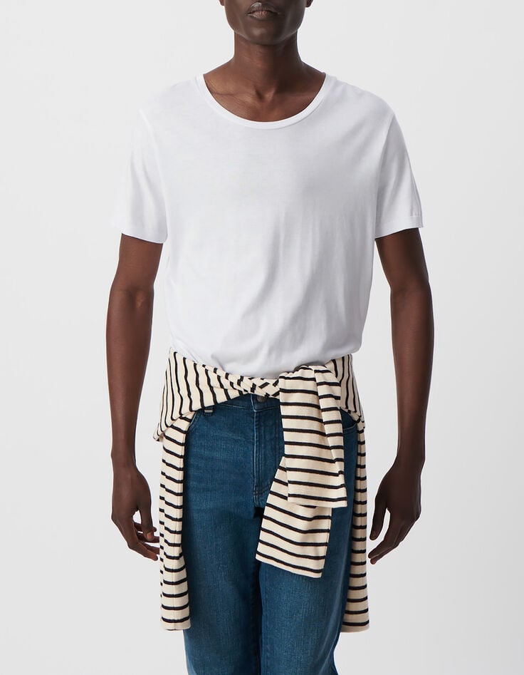 Men&rsquo;s white cotton modal t-shirt-1