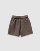 Braune Mädchenshorts aus meliertem Flanell-3
