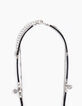 Collar largo doble cuero negro cadena metal plata mujer-3