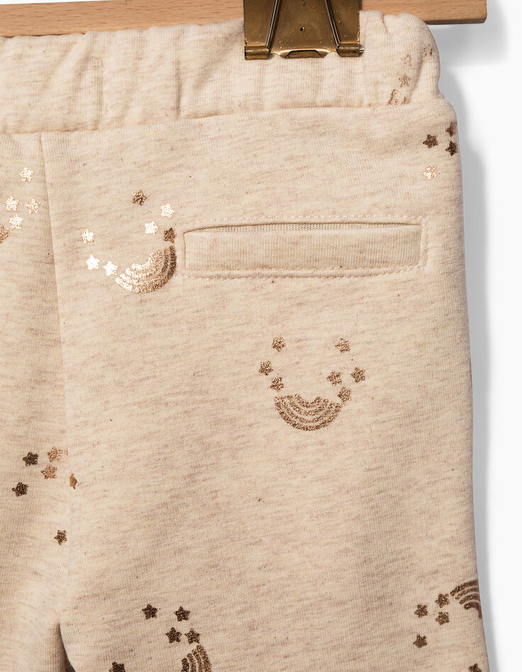 Leggings beige à motifs cuivrés bébé fille-3