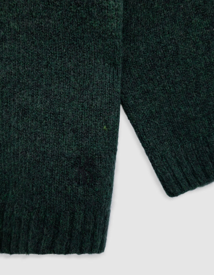 Girl's green trucker-neck sweater-5