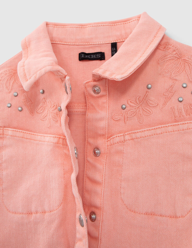 M&auml;dchen-Jeans-Kombishorts, Stickmotive und Nieten, Peach-2