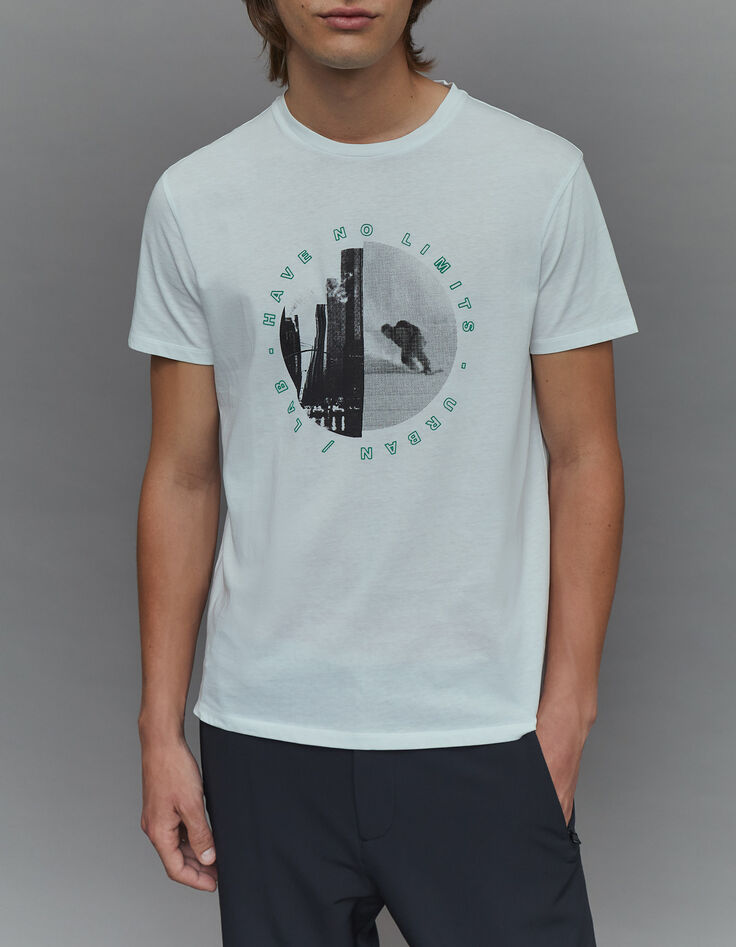 Wit T-shirt opdruk buildings DRY FAST Heren-5