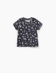Tee-shirt gris anthracite all over musique bébé garçon -1
