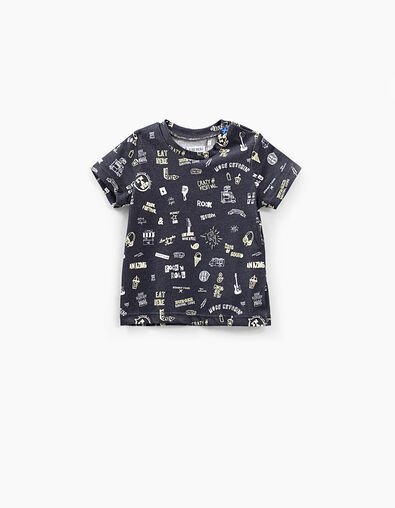 Tee-shirt gris anthracite all over musique bébé garçon  - IKKS