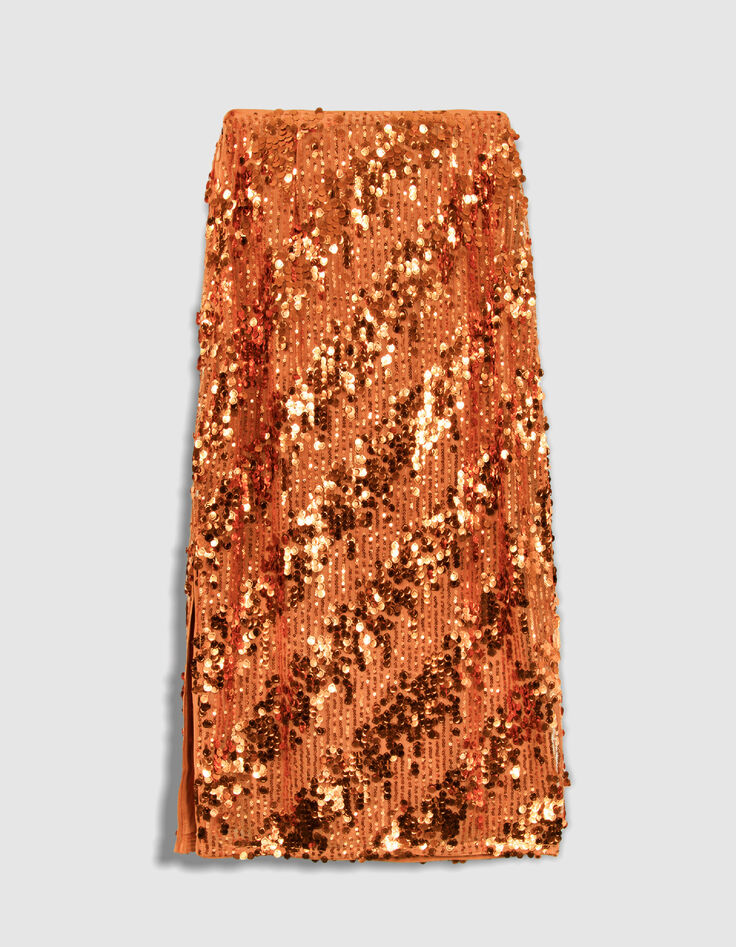 Midi sequin skirt in pumpkin colour Woman-8
