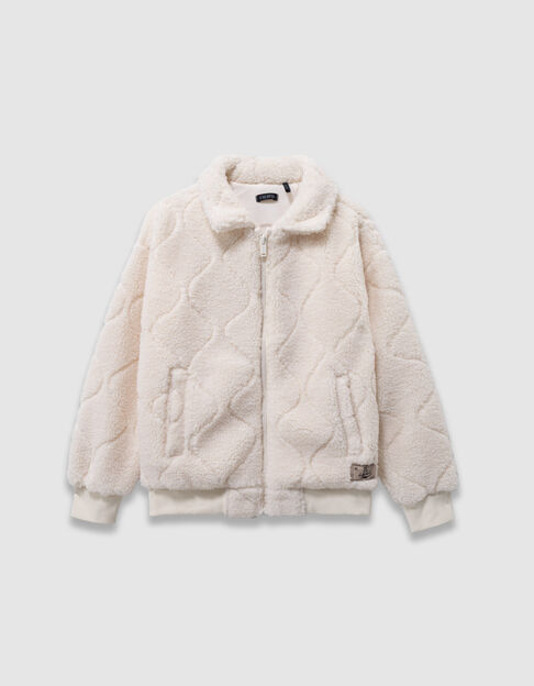 Boys’ ecru quilted sherpa zipped cardigan - IKKS