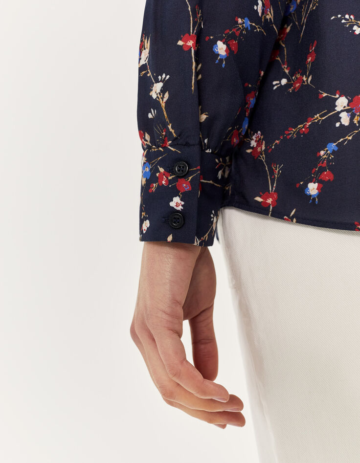 Chemise viscose et soie imprimé fleurs de cerisier femme-5 Chemise viscose et soie imprimé fleurs de cerisier femme-5