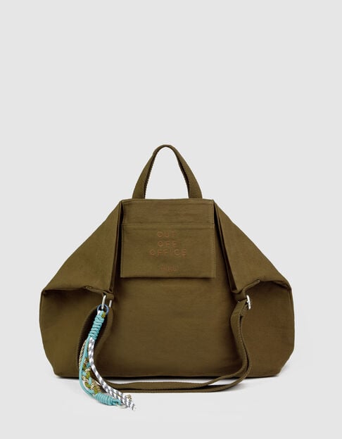 Die Tasche totebag kaki Leinwand Stickerei Damen - IKKS