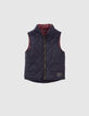 Blauer 2-in-1-Jungenparka mit roter Steppweste mit Karos-6