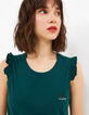 Grünes T-Shirt mit A la plage-Stickerei und Spitze I.Code-3