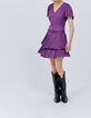 Korte violet jurk met volants micro-plissé Dames-5