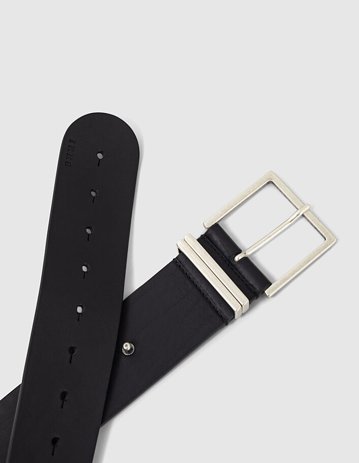 Ceinture large cuir noir bagues fantaisies en métal femme - IKKS