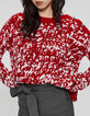 Rode gebreide trui jacquard tagmotief Dames-1