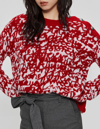 Rode gebreide trui jacquard tagmotief Dames - IKKS