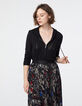 Cardigan zippé noir à capuche visuel Love femme-2
