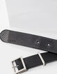 Ceinture jean en cuir noir passant femme-3