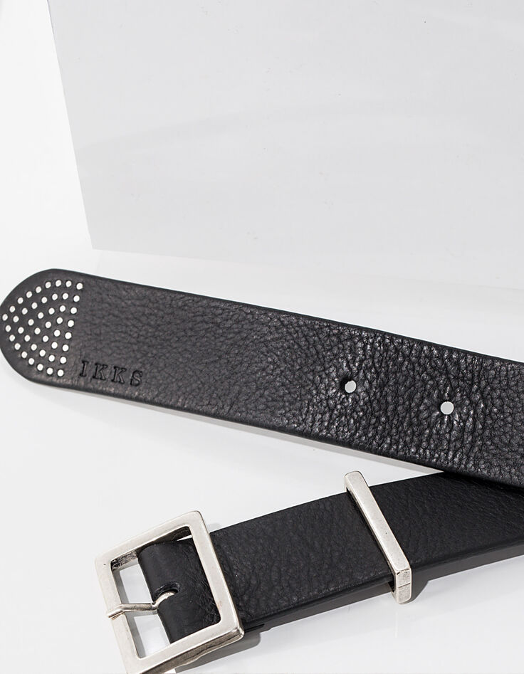 Ceinture jean en cuir noir passant femme-3