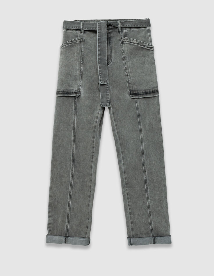 Jean battle gris ceinturé 7/8e Sélène Femme-7