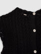 Top corto ganchillo negro botones espalda mujer-3