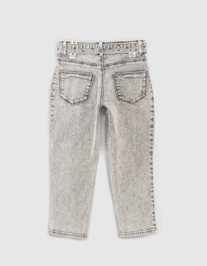 Jean mom light grey bio à ceinture cloutée fille-3