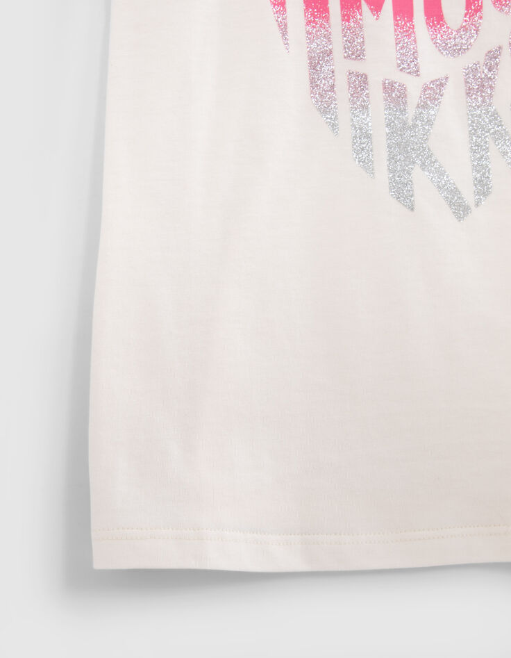 Mädchen-Tanktop mit Schriftzug in Herzform in Ecru-4