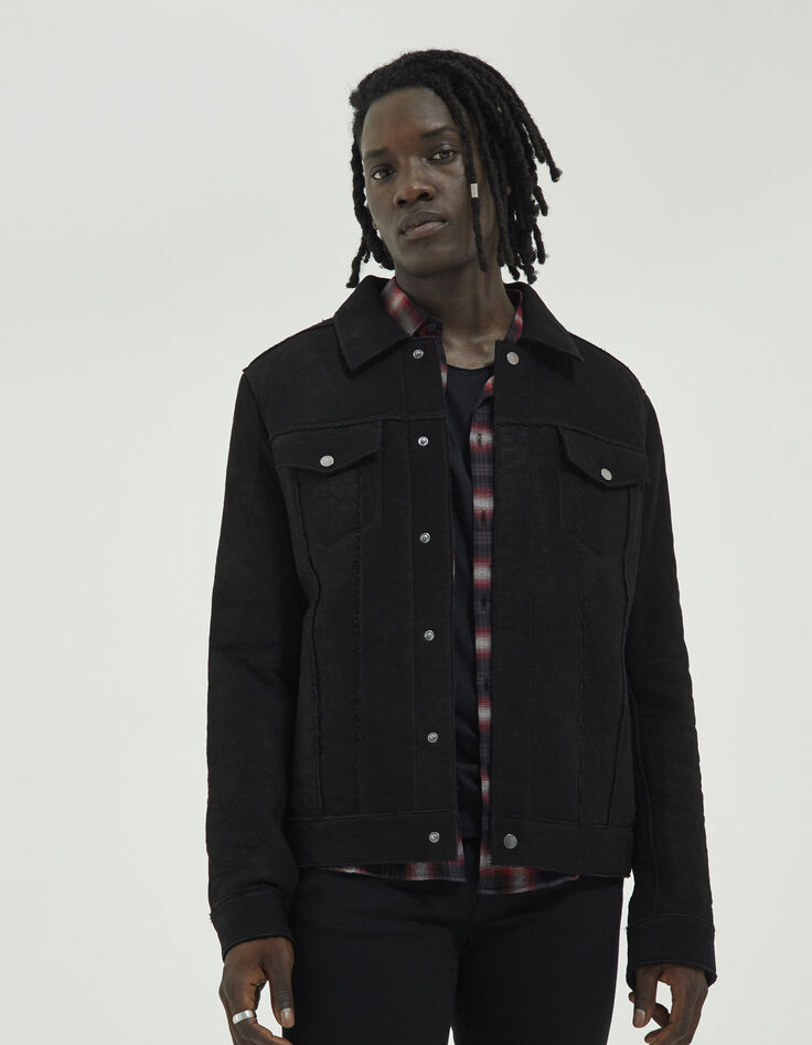 Men’s black nubuck leather jacket-1