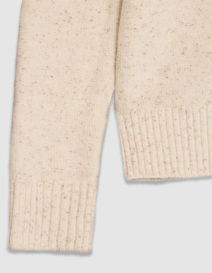 Beiger Winterpullover Rundhalsausschnitt-6