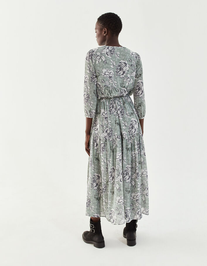 Robe ample matière recyclée imprimé floral vintage femme-7