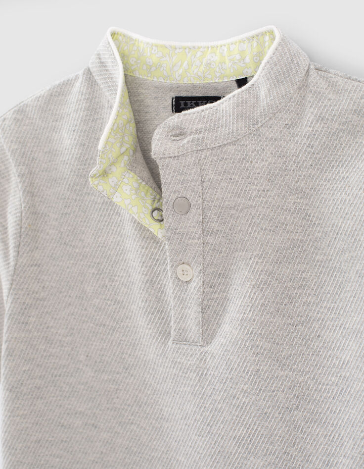 Polo gris chin&eacute; maille fantaisie gar&ccedil;on-7