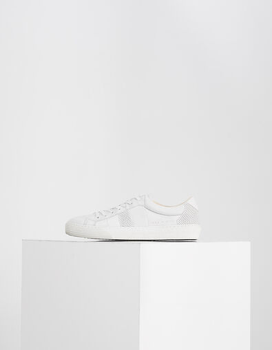Men’s white leather trainers with perforations - IKKS