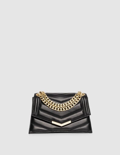 Bolso THE 1 negro cuero M detalles metal amarillo mujer - IKKS