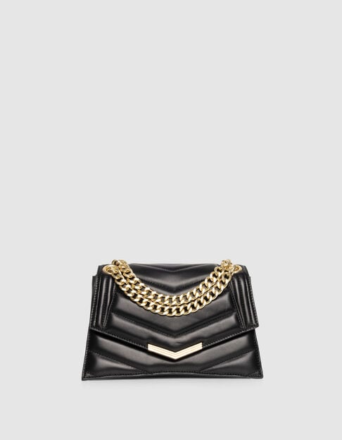 Bolso THE 1 negro cuero M detalles metal amarillo mujer - IKKS