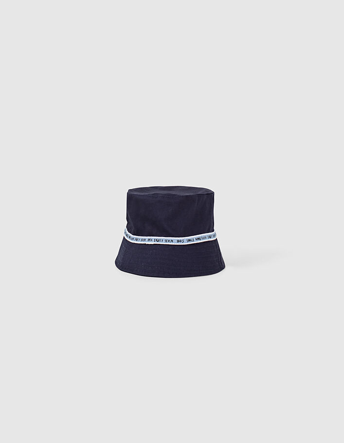Baby boys’ navy sun hat with letter striped braid - IKKS
