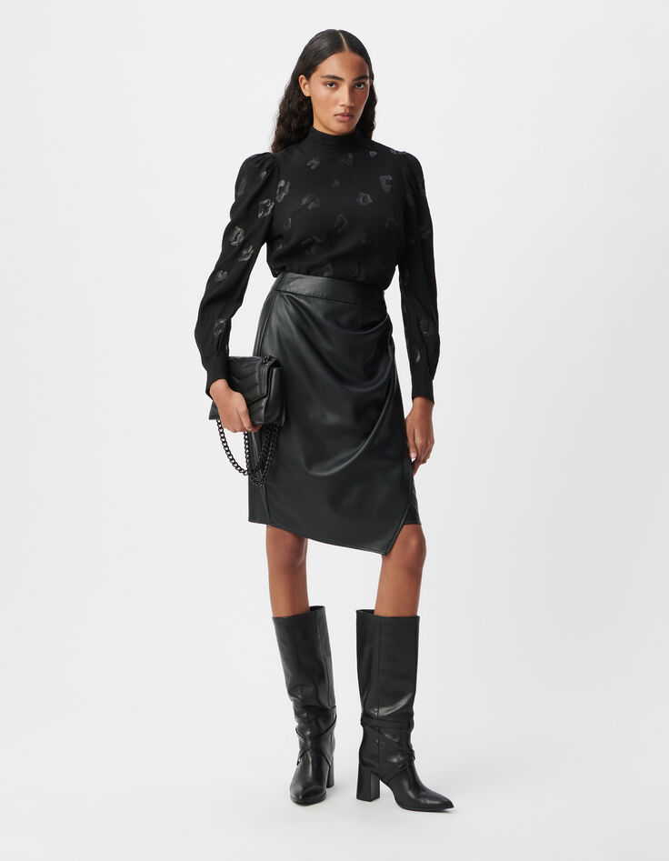 Black wrap pencil skirt Women-1
