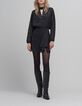 Blouse noire voile jacquard chevrons lurex Femme-3