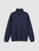 Cardigan col camionneur marine tricot zipp&eacute; Homme-7