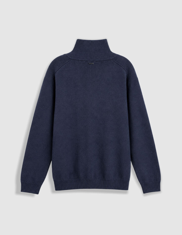 Cardigan col camionneur marine tricot zipp&eacute; Homme-7