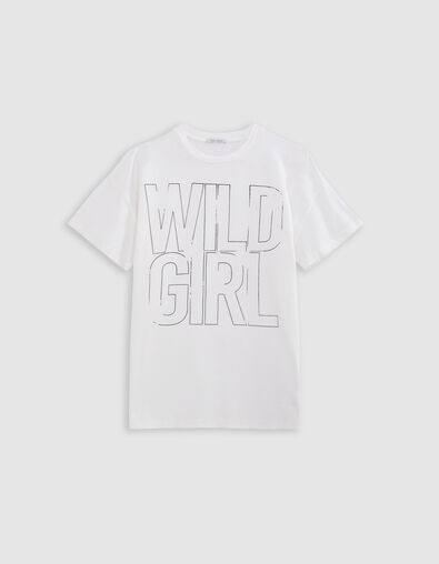 Tee-shirt blanc cassé à message flou Femme - IKKS