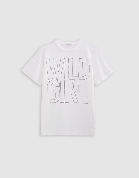 Tee-shirt blanc cassé à message flou Femme Tee-shirt blanc cassé à message flou Femme - IKKS