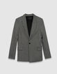 Veste de tailleur noire motif pied-de-poule Femme-1