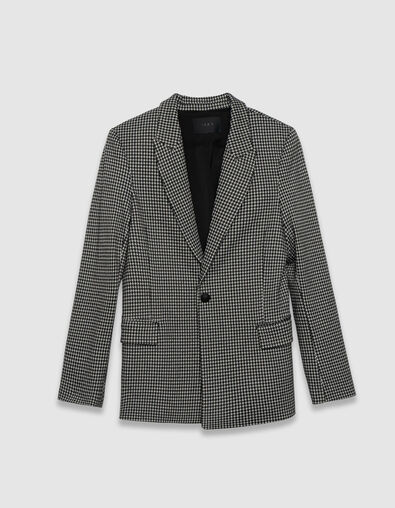 Veste de tailleur noire motif pied-de-poule Femme - IKKS