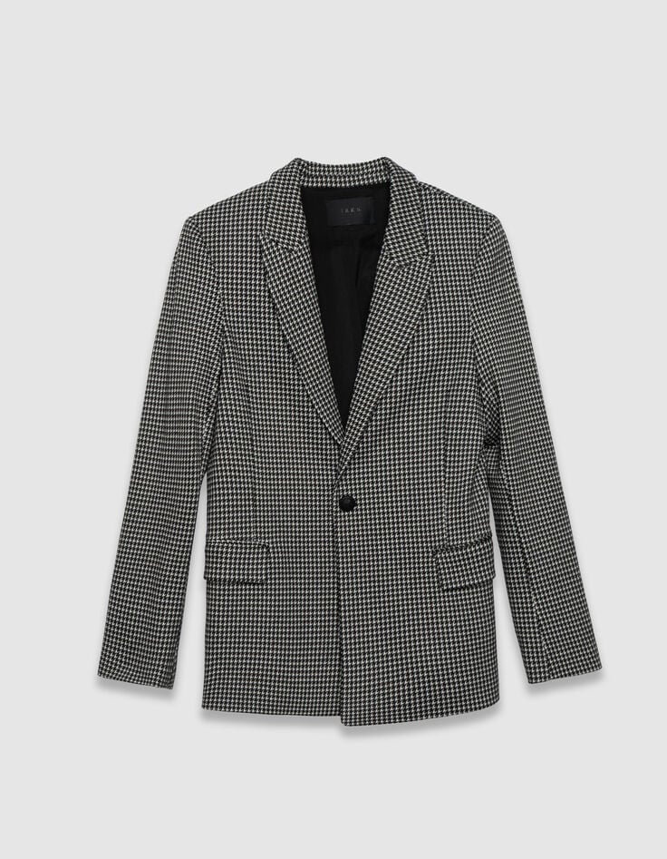 Zwarte blazer pied-de-poule-motief Dames-1 Zwarte blazer pied-de-poule-motief Dames-1