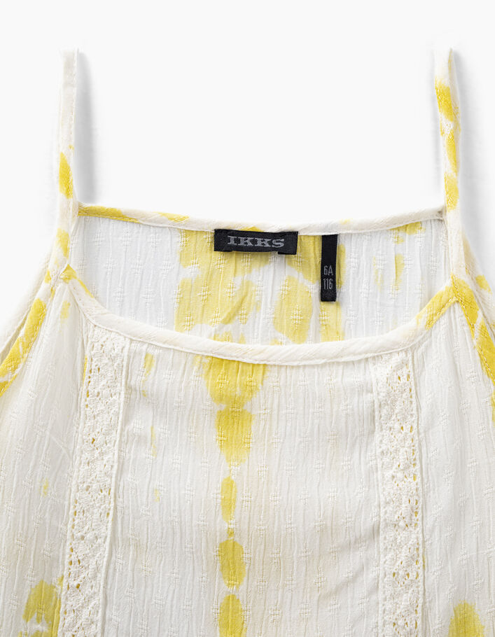 Girls’ medium yellow tie-dye and lace top - IKKS