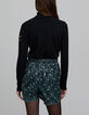 Short noir imprim&eacute; g&eacute;om&eacute;trique brod&eacute;e sequins Femme-3