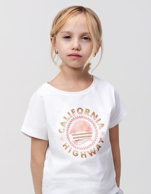 HOT WHEELS x IKKS girl's white organic cotton palm t-shirt - IKKS