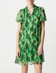 Robe ample verte imprim&eacute; abstrait Femme-2