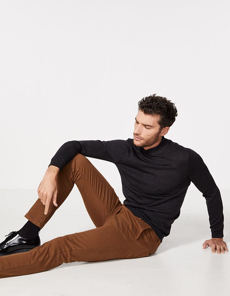 Pantalón chino SLIM coñac Hombre-1