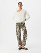 Pull encolure V blanc 100% laine Femme-2