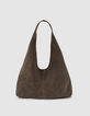 Sac Hobo kaki cuir velours-2